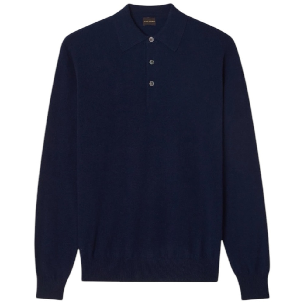 Navy Blue Corneliani Long Sleeve Polo Shirt (S)